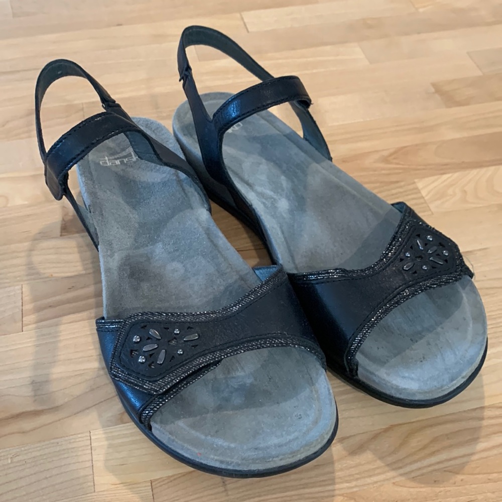 Dansko Black Leather Strappy sandals